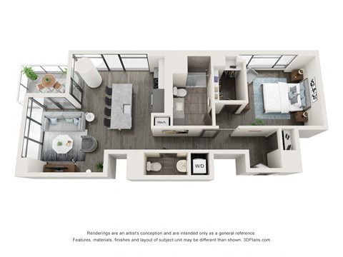 A9 one bedroom one bath floorplan
